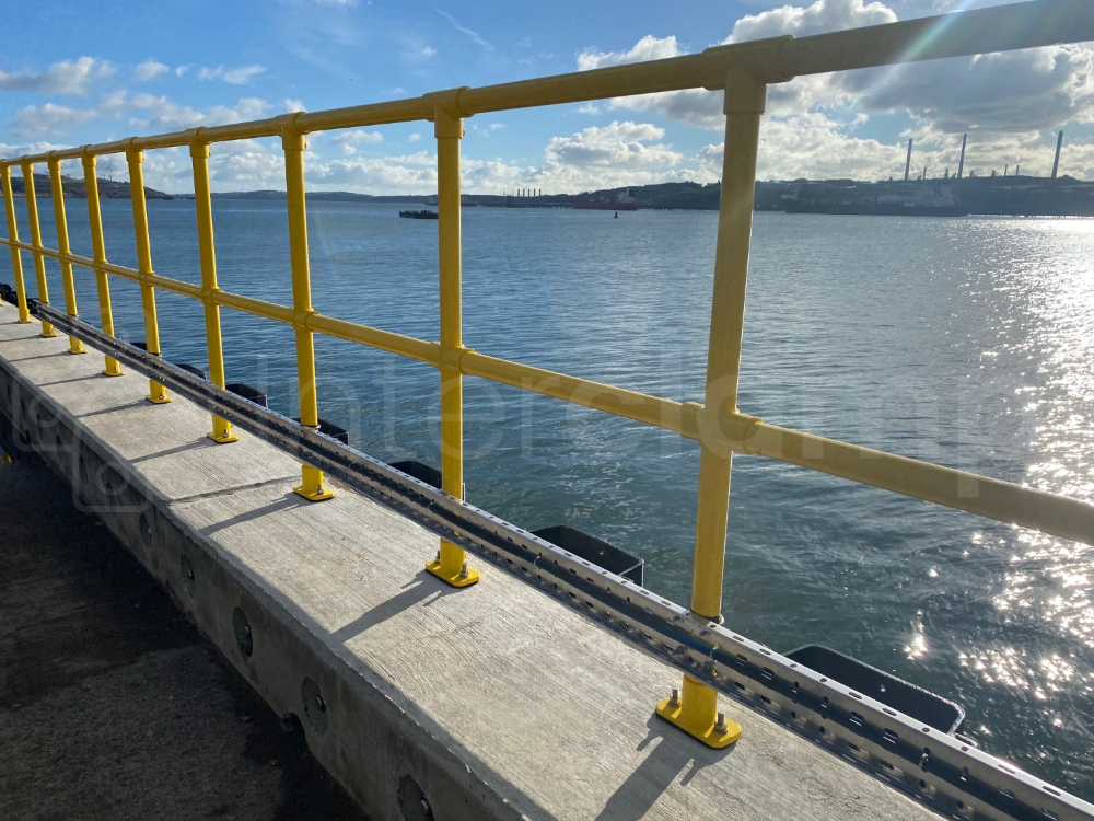 Interclamp safety yellow key clamp fittings constructed on a port jetty
